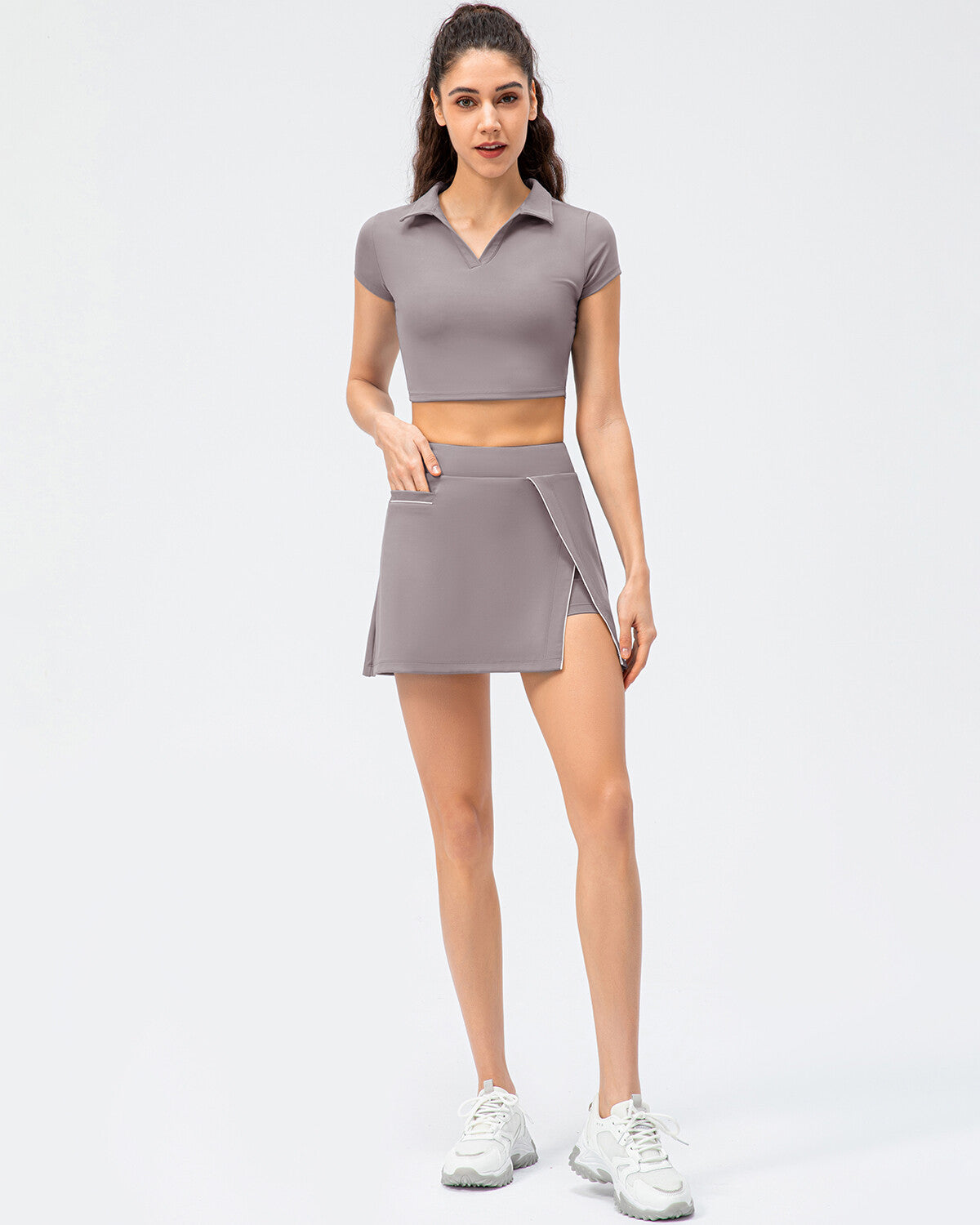 Adalyn Crop Top - Purple Grey