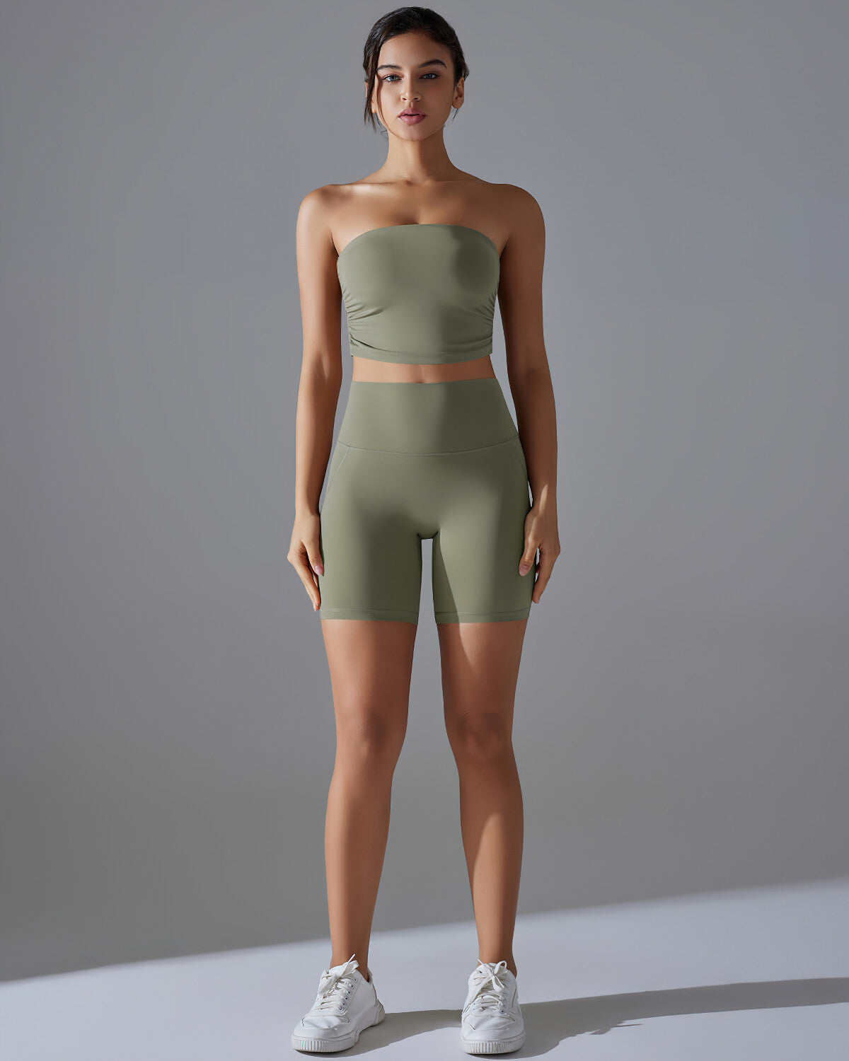 Bianca Ruched Crop Top - Green