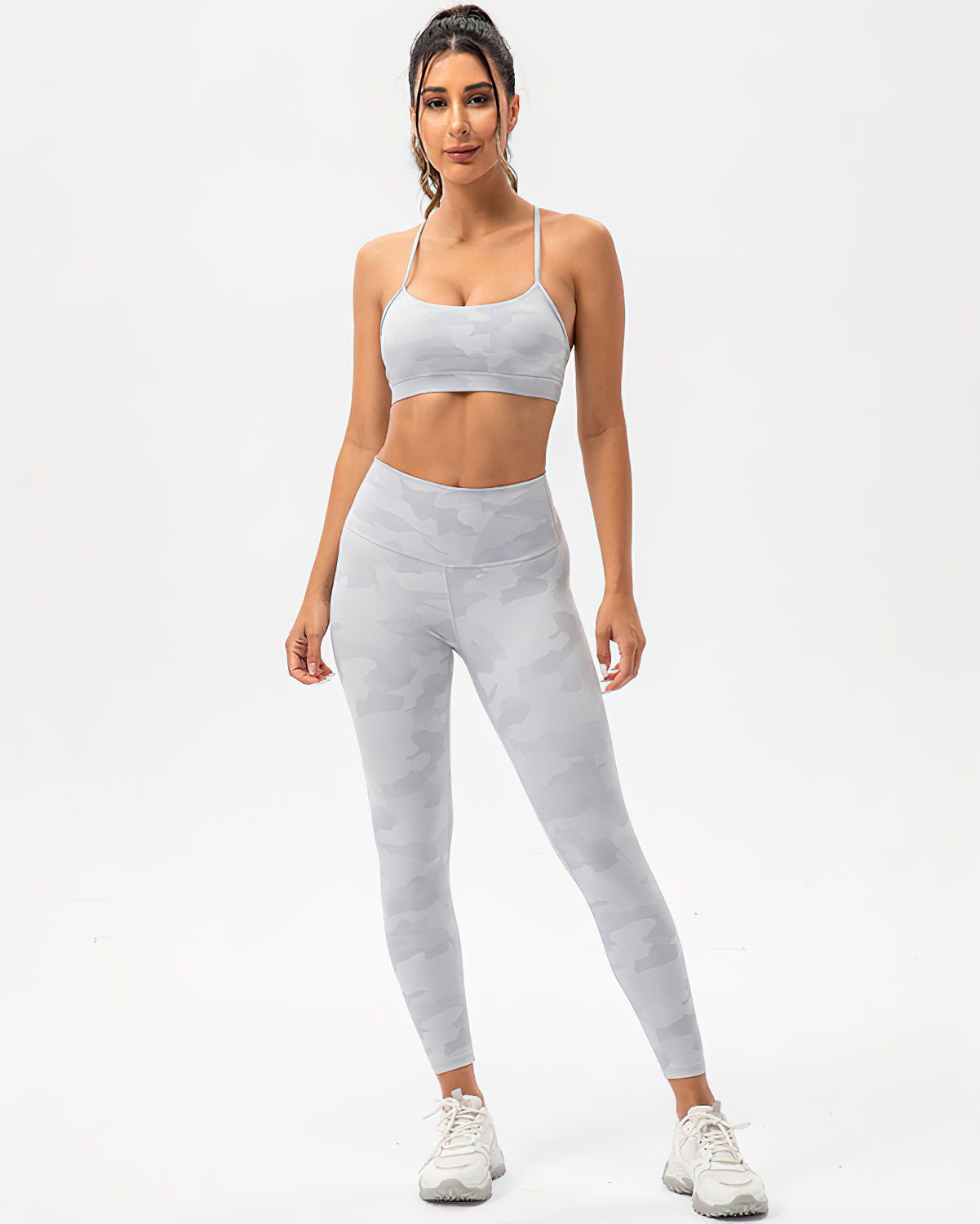 Harper Camo Y Sports Bra - Grey