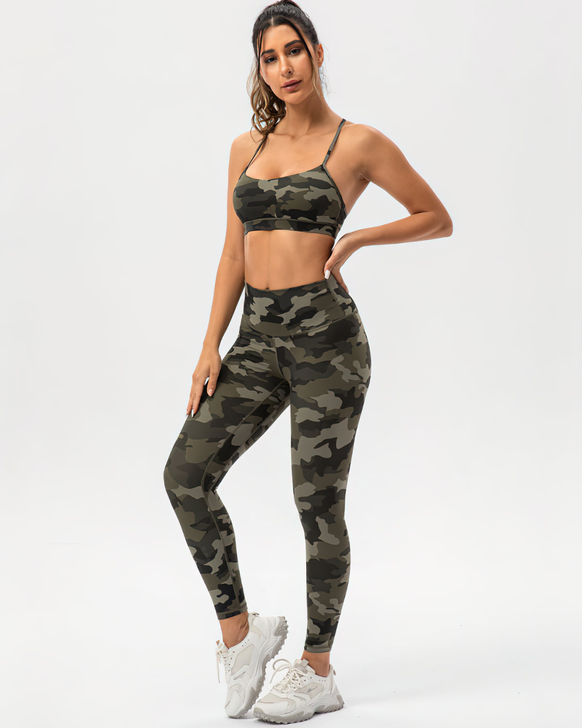 Harper Camo Y Sports Bra - Olive