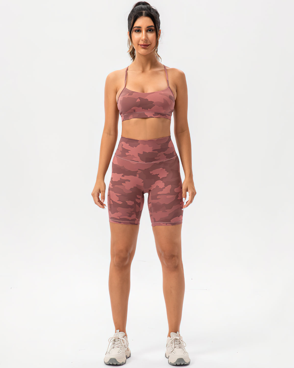 Harper Camo Y Sports Bra - Pink