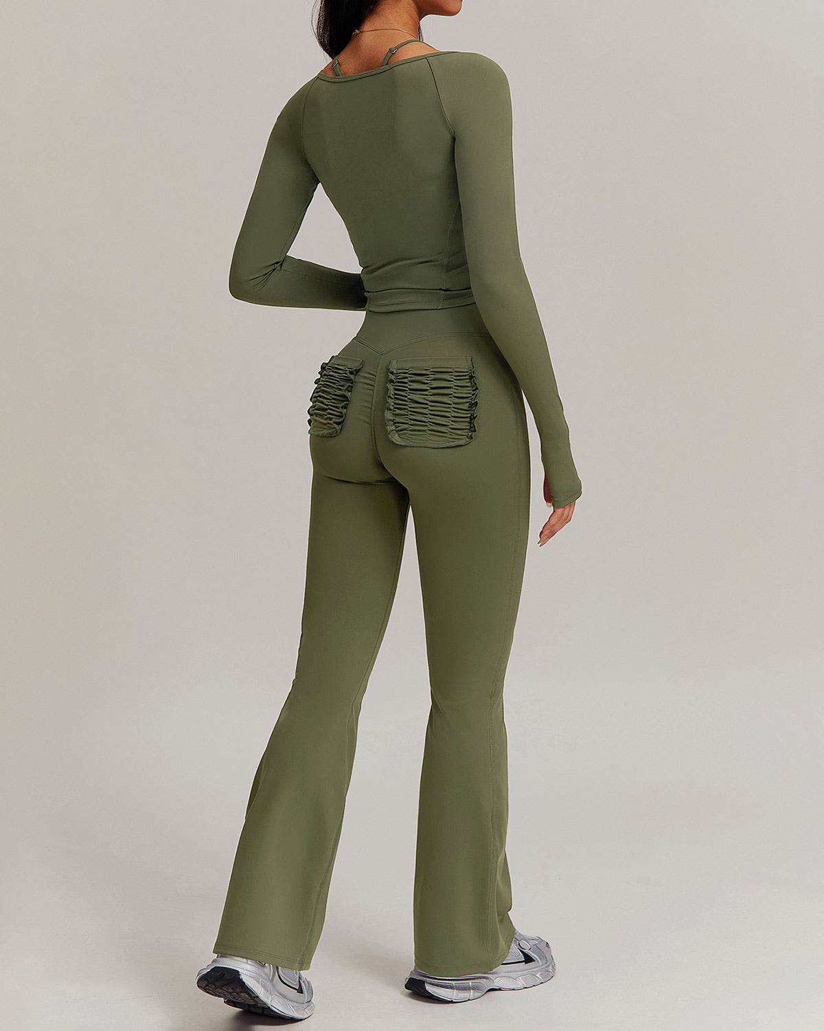 Olive Flare Leggings - Green