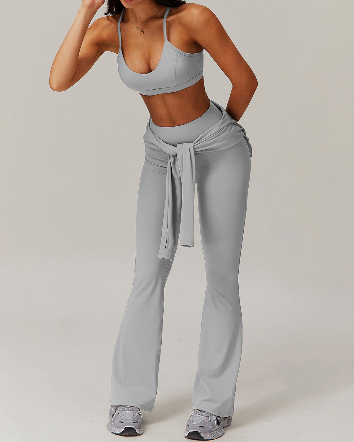 Olive Flare Leggings - Grey