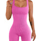Ribbed Bodycon Romper - Pink