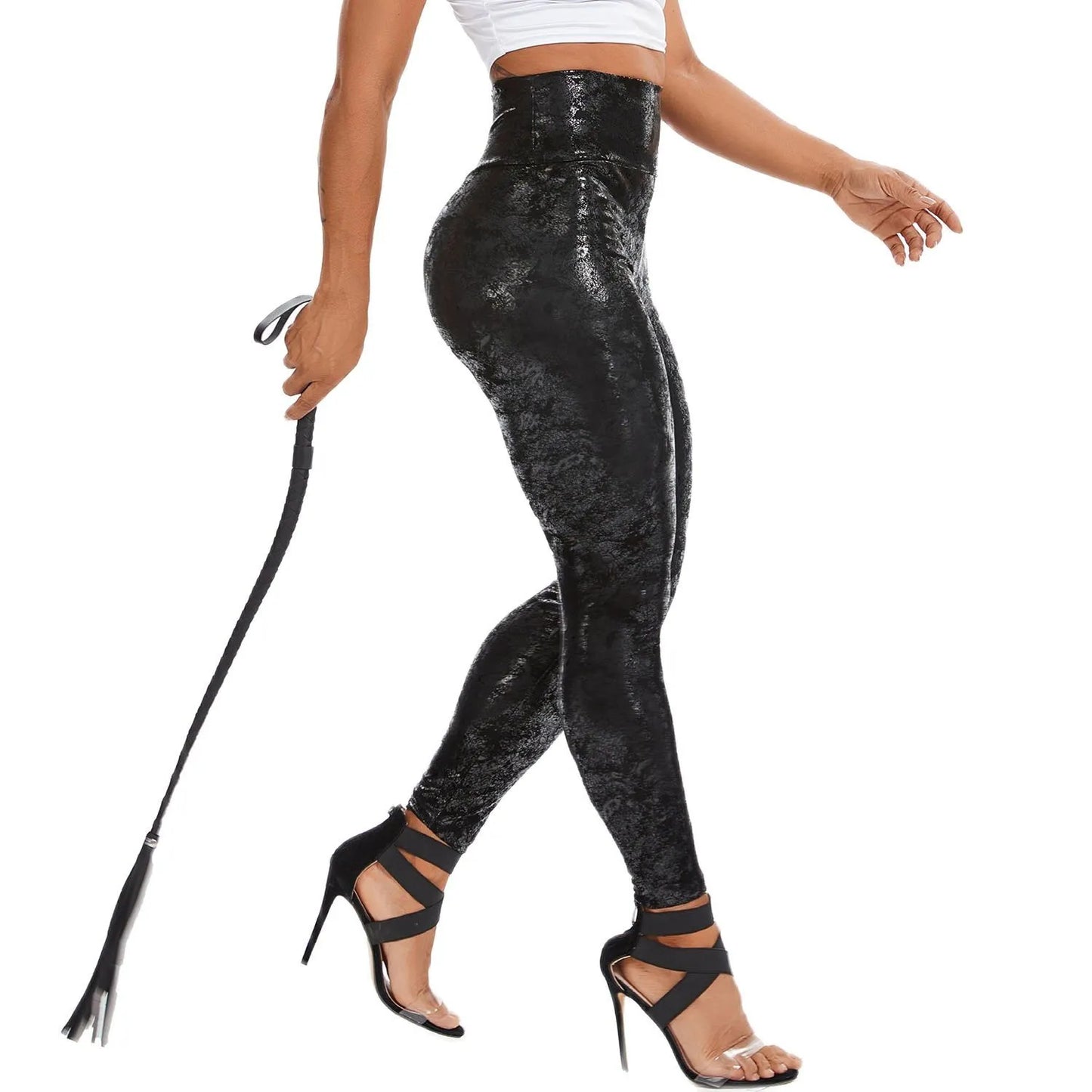 PU Leather Shaping Elasticated Leggings - Graffiti