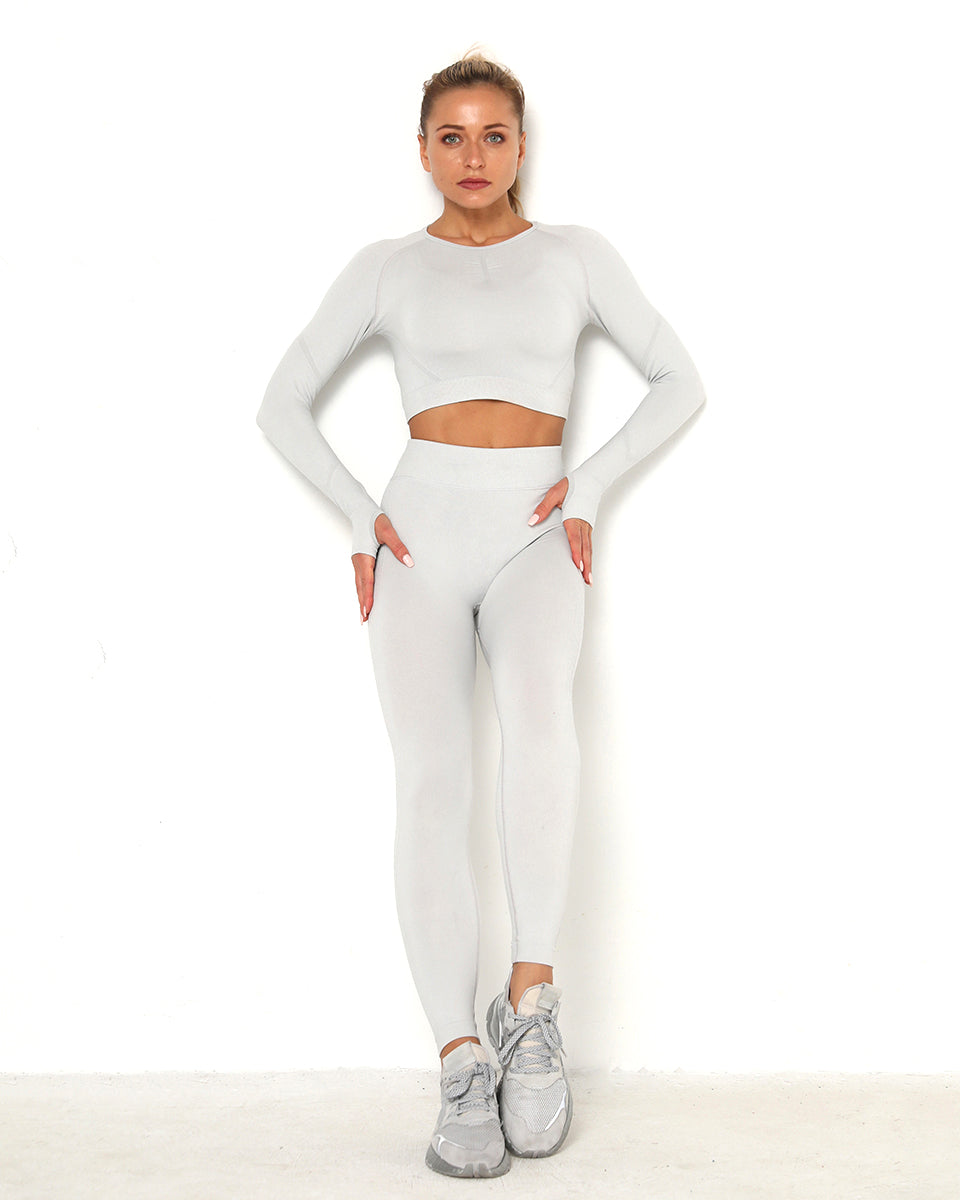 Amplify Scrunch Seamless Long Sleeve - Light Gray