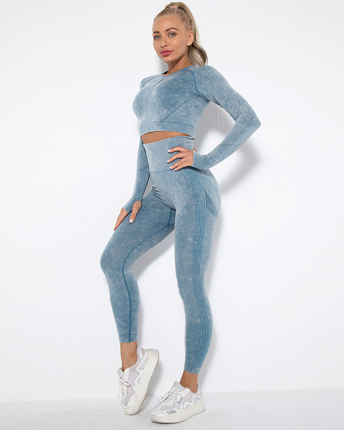 Idalyne Seamless Scrunch Leggings - Blue
