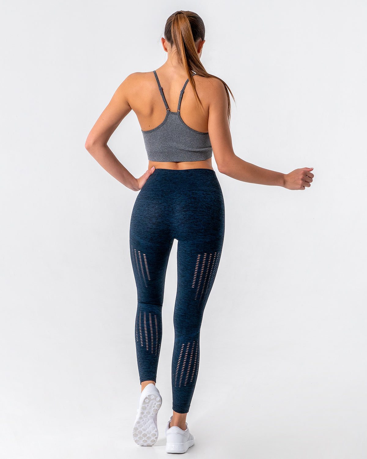 Nina Luxe Hollow Leggings - Blue