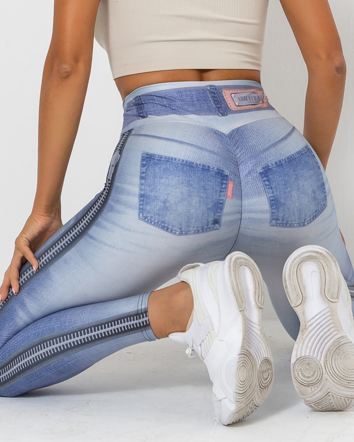 Normani Faux Denim Scrunch Leggings - Hot Pants