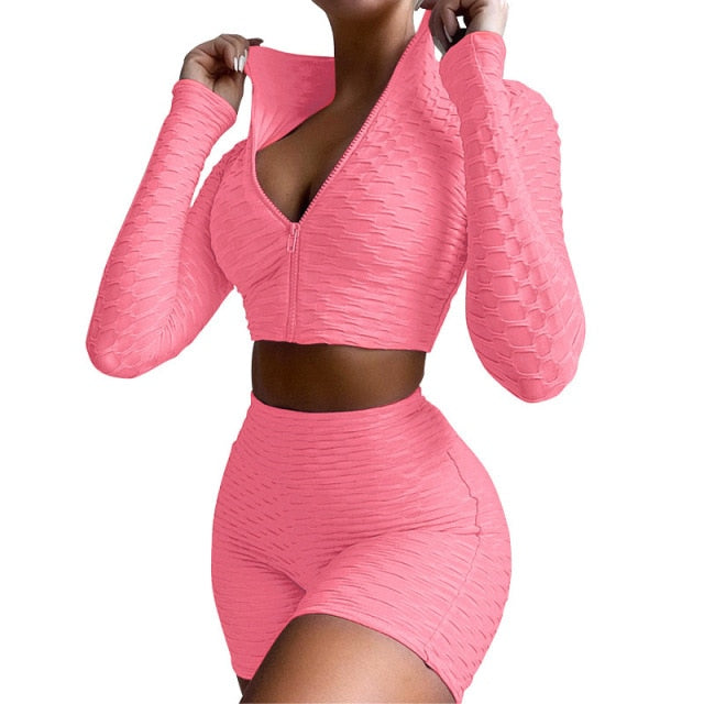 BOOTY LIFTING X ANTI-CELLULITE SHORTS & TOP SET - PRECIOUS PINK