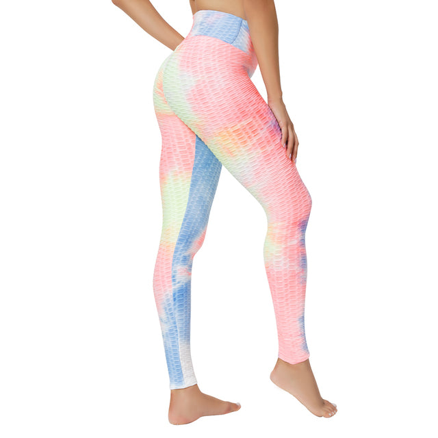 BOOTY LIFTING X ANTI-CELLULITE LEGGINGS - PINK YELLOW & SKY BLUE