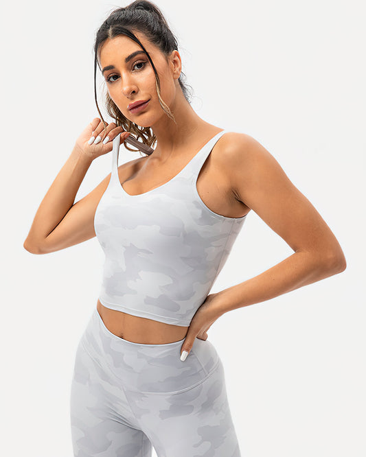 Harper Camo Sports Bra - Grey