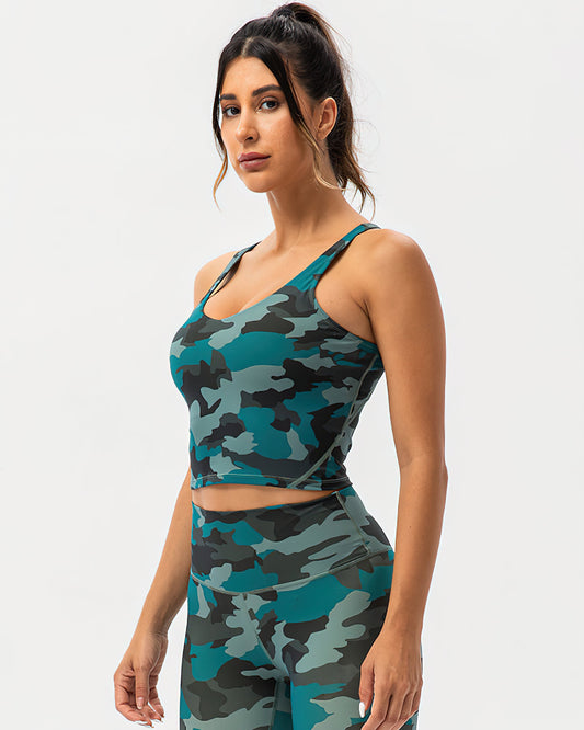 Harper Camo Sports Bra - Pine