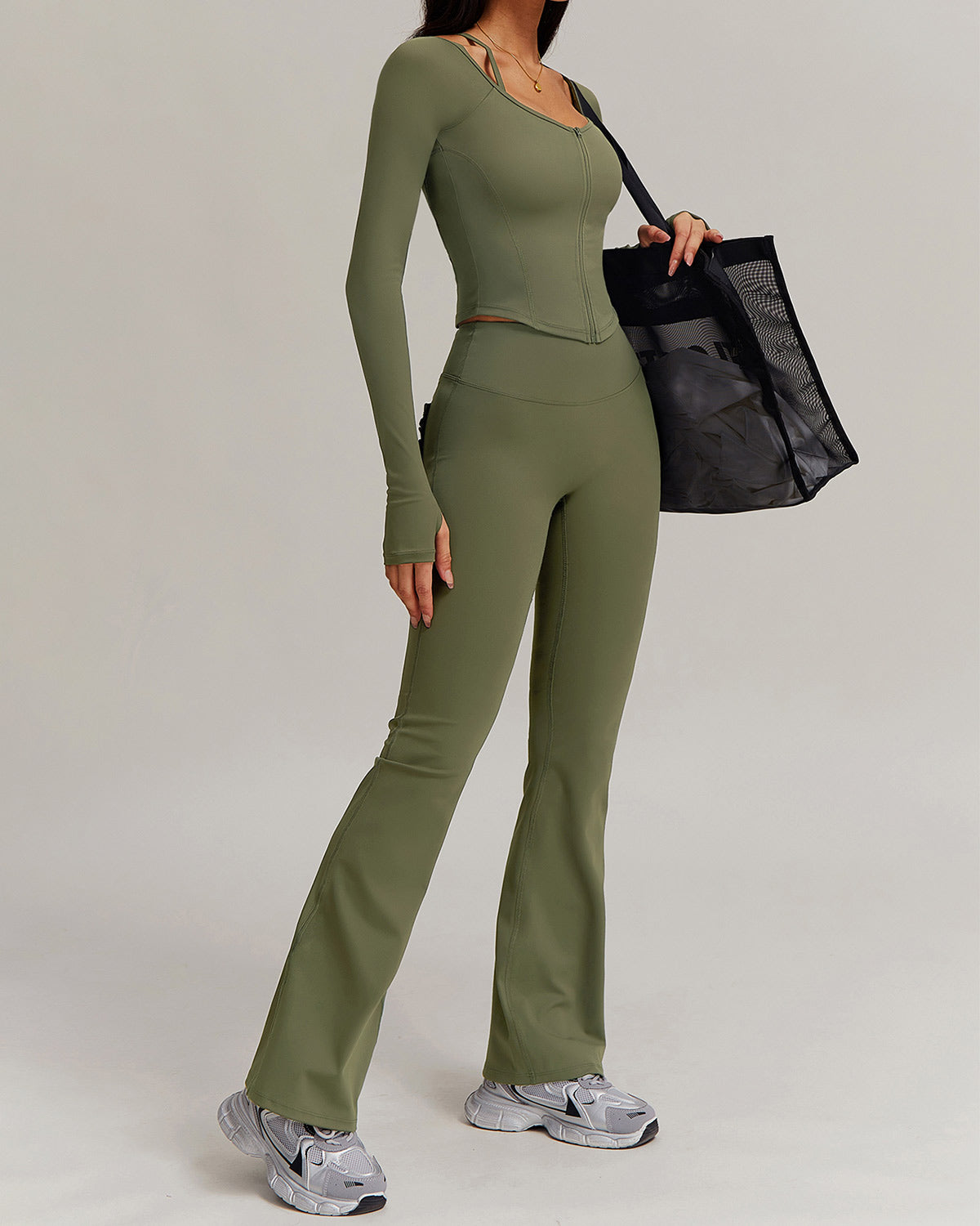 Olive Flare Leggings - Green