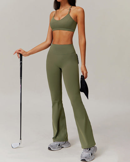 Olive Flare Leggings - Green