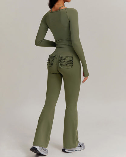 Olive Flare Leggings - Green