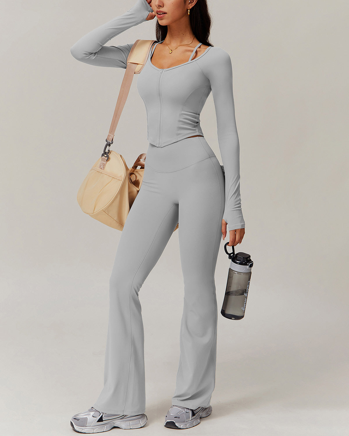 Olive Flare Leggings - Grey