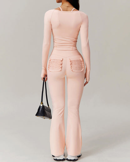 Olive Flare Leggings - Peach