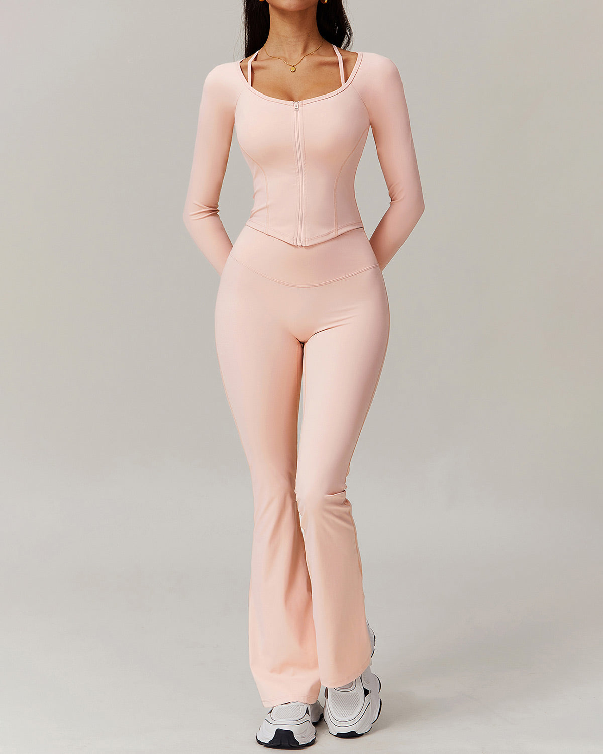 Olive Flare Leggings - Peach