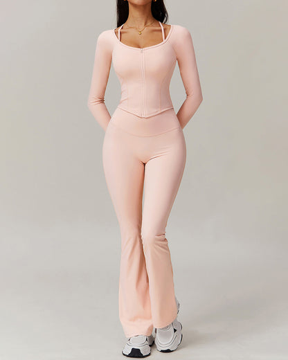 Olive Flare Leggings - Peach