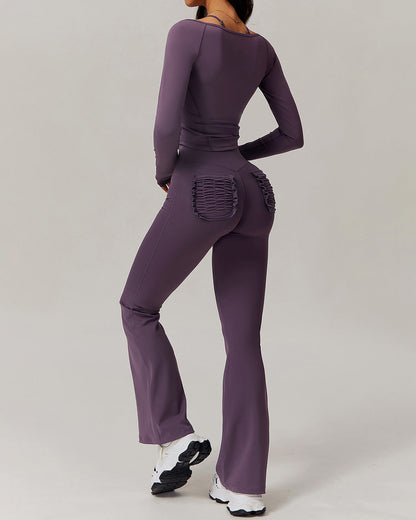 Olive Flare Leggings - Purple