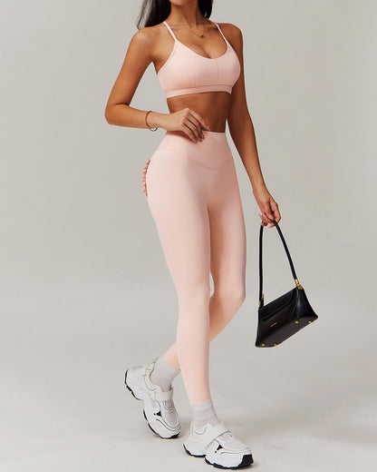 Olive Seamless Leggings - Peach