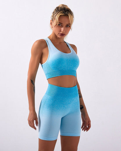 Calico Ombre Sports Bra - Sky Blue