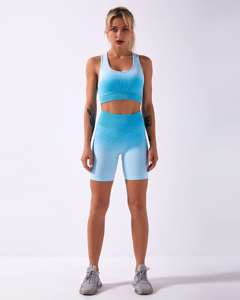 Calico Ombre Sports Bra - Sky Blue