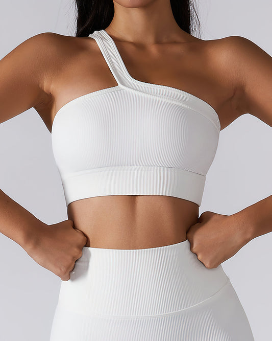 Eryn One-Shoulder Sports Bra - White