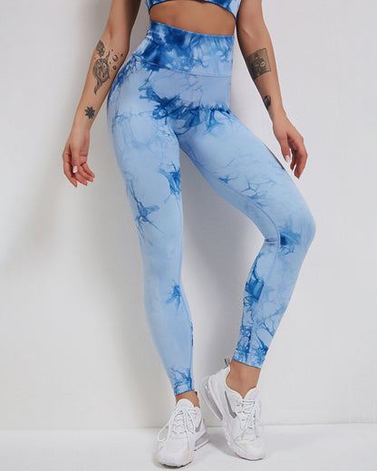 Fojo Dye Seamless Scrunch Leggings - Blue