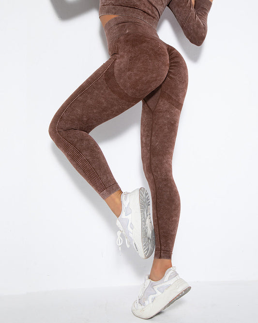 Idalyne Seamless Scrunch Leggings - Brown
