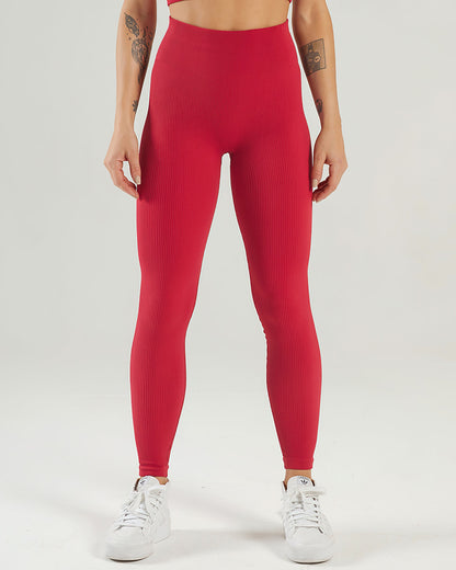 Nieve Ribbed Seamless Leggings - Cardinal