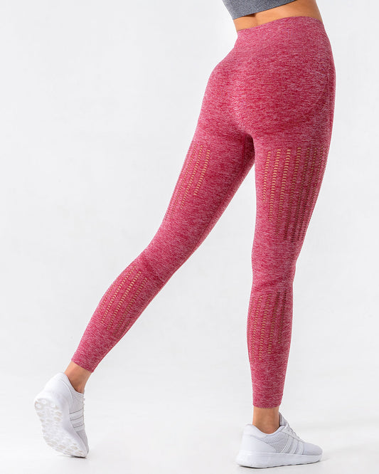 Nina Luxe Hollow Leggings - Red