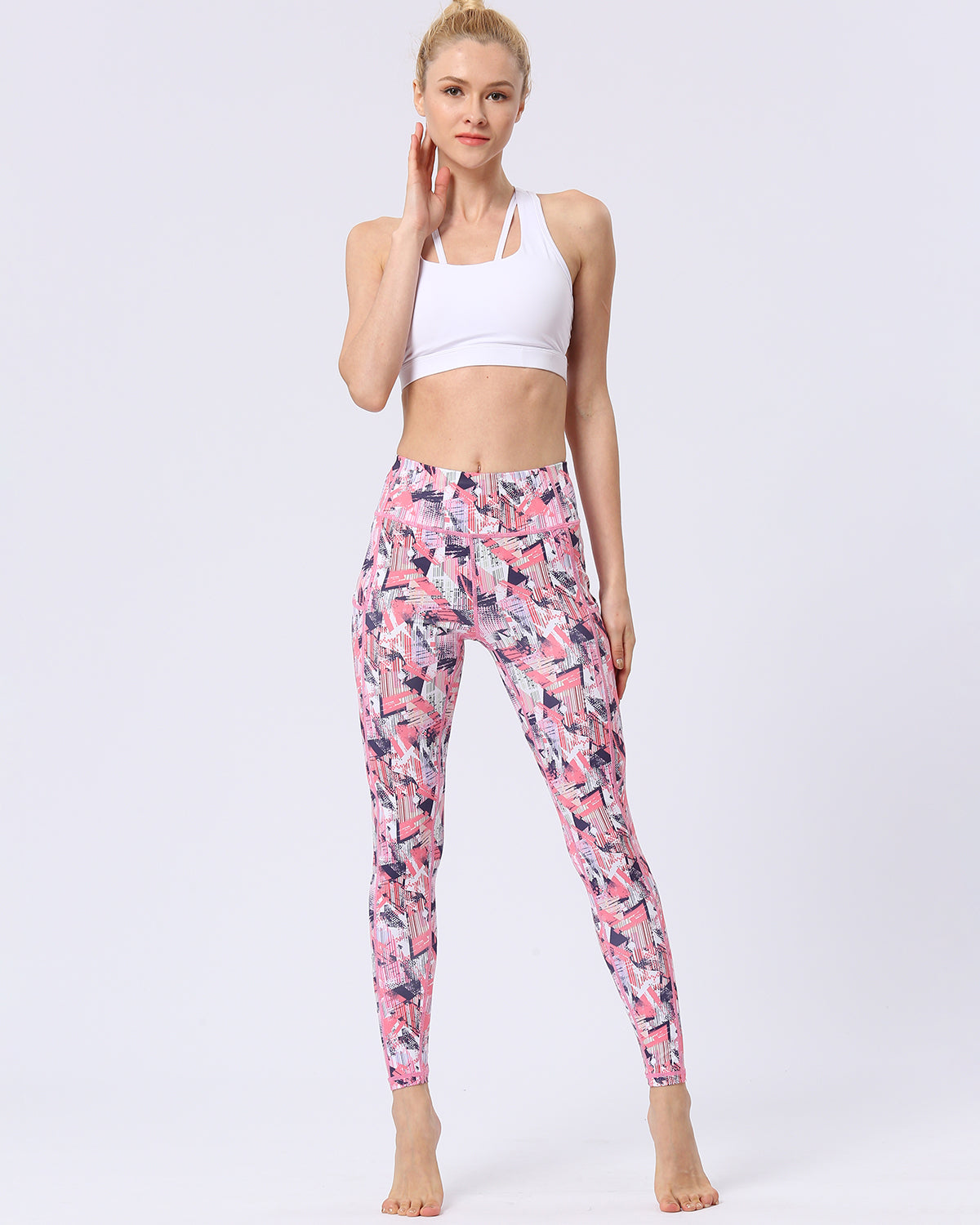 Pink Abstract Pocket Leggings