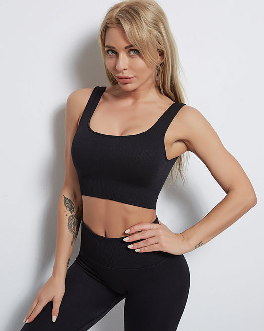 Rozy Ribbed Sports Bra - Black