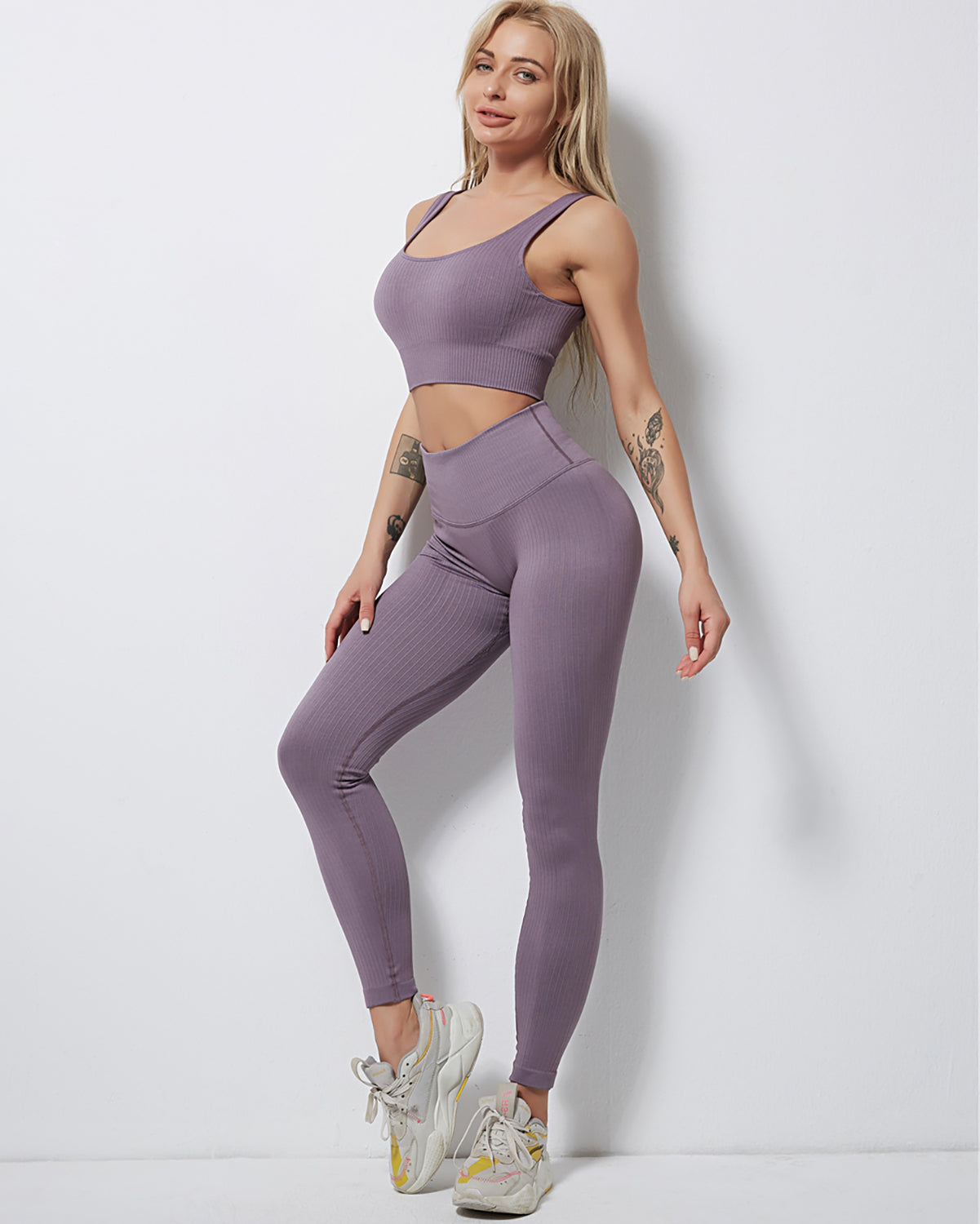 Rozy Ribbed Sports Bra - Purple