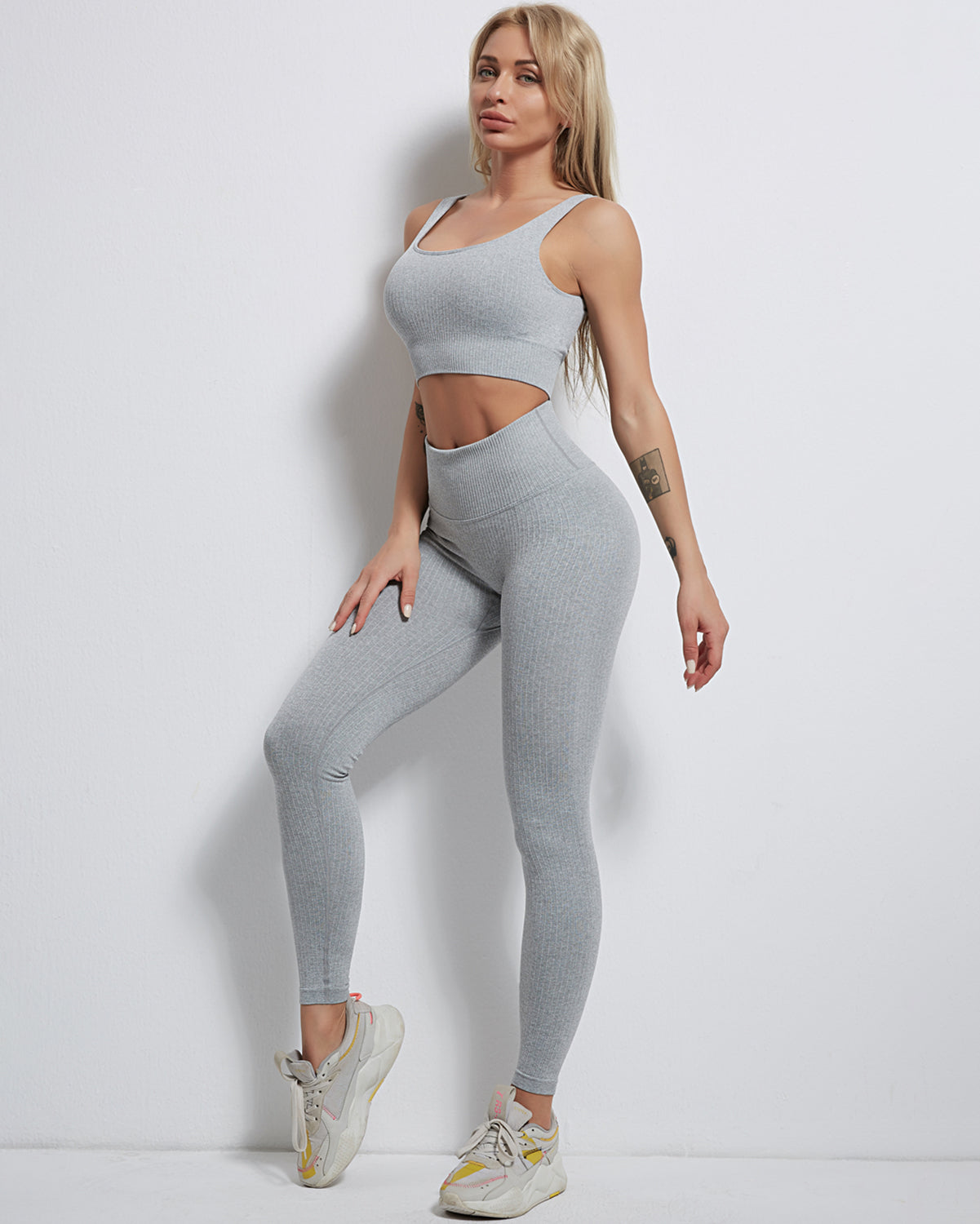 Rozy Ribbed Seamless Leggings - Grey