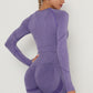 Seamless Long Sleved Fitness Top - Purple