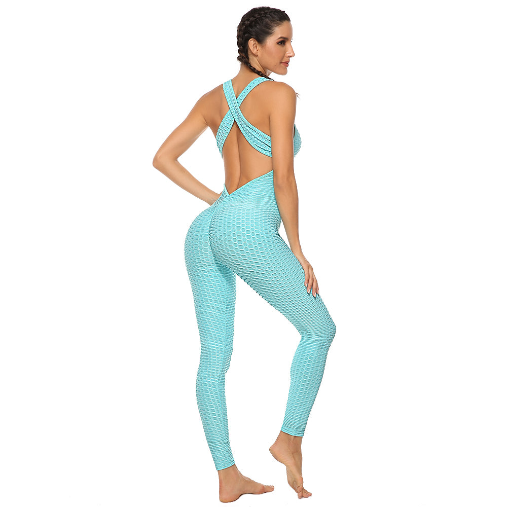 Booty Lifting x Anti-Cellulite Light Sky Blue Jumpsuit