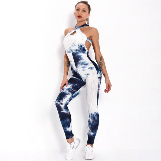 Booty Lifting x Anti-Cellulite White and Navy Jumpsuit