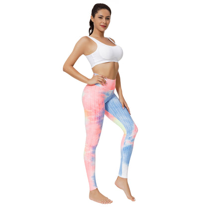 BOOTY LIFTING X ANTI-CELLULITE LEGGINGS - PINK YELLOW & SKY BLUE